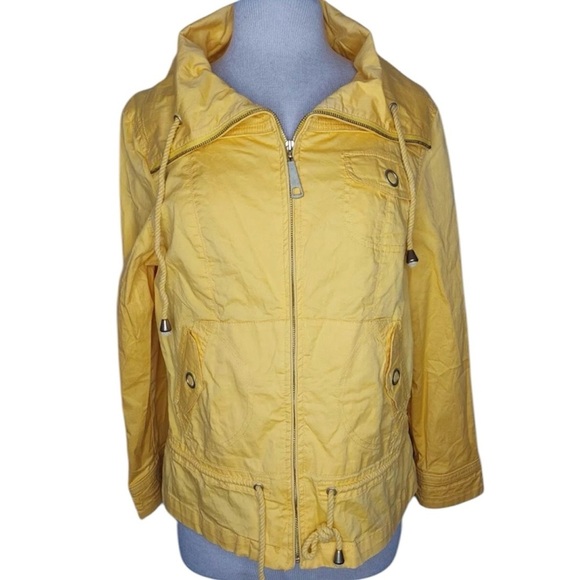 Live a Little Sunflower Yellow Utility Jacket Sz L - Picture 1 of 12